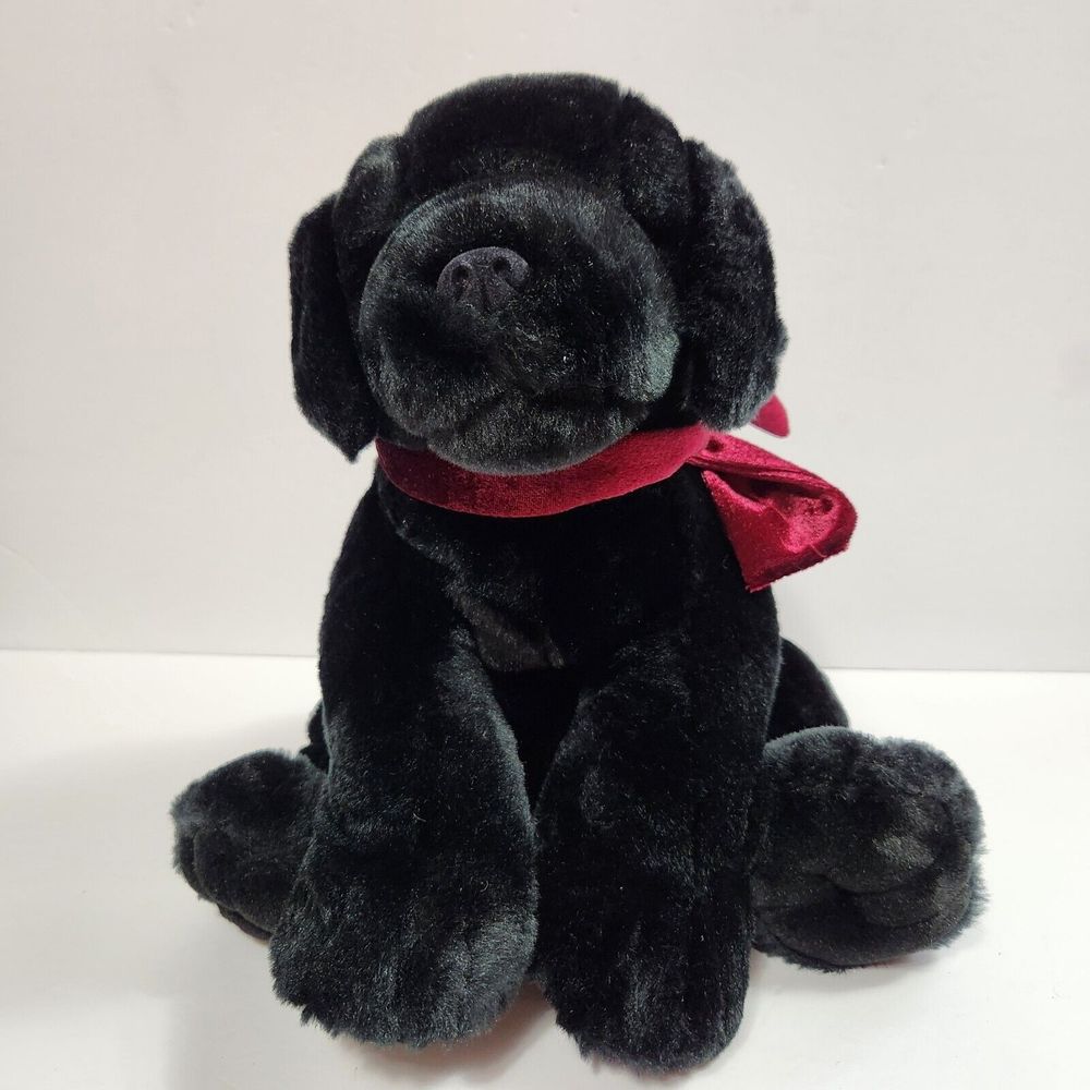 Wishpets Black Puppy Dog Bean Bag Plush Named Blackie with Scarf 15"